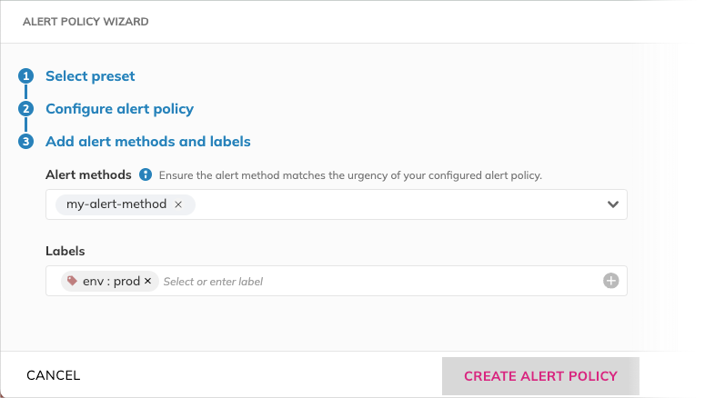 Alert methods and labels