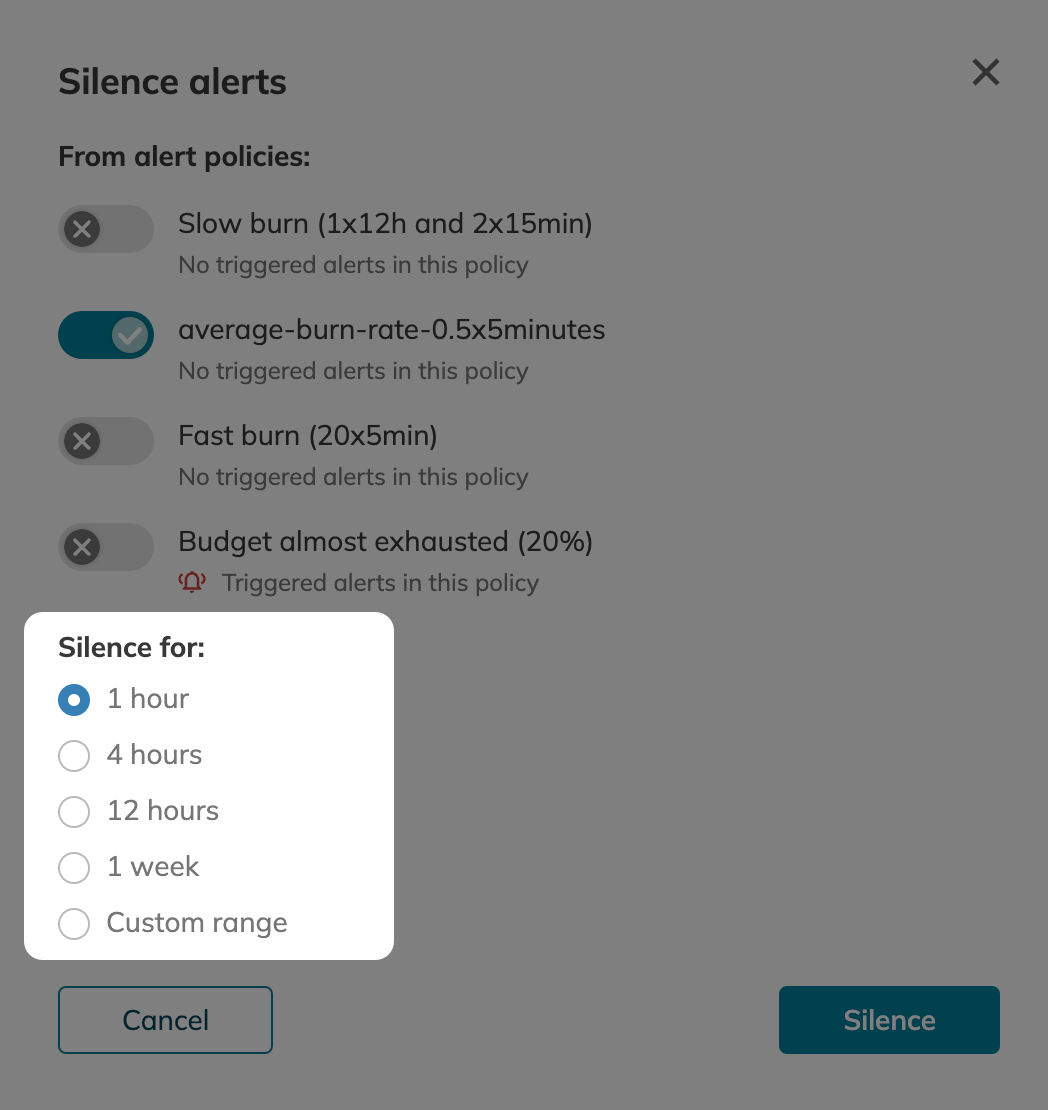 select period for silence