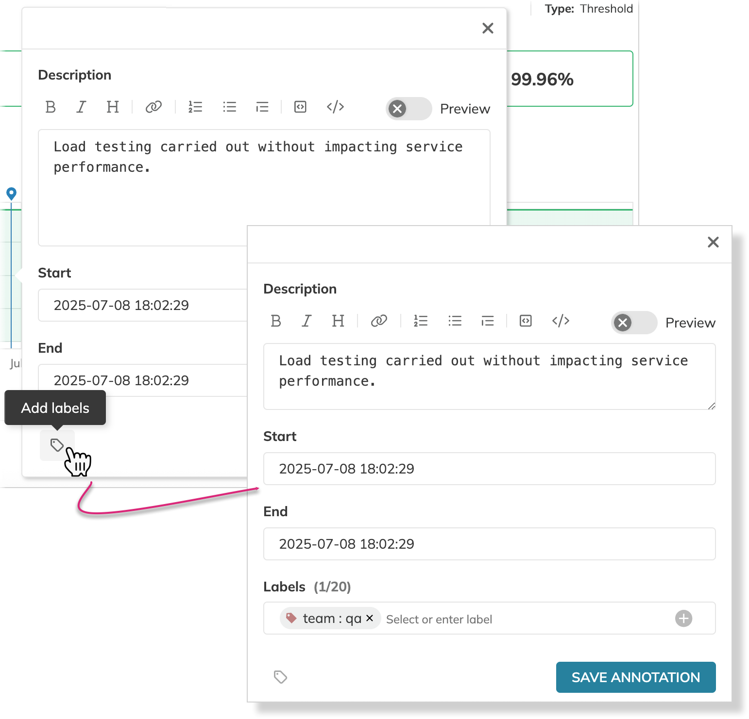 adding a label to an annotation