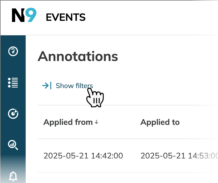showing filters