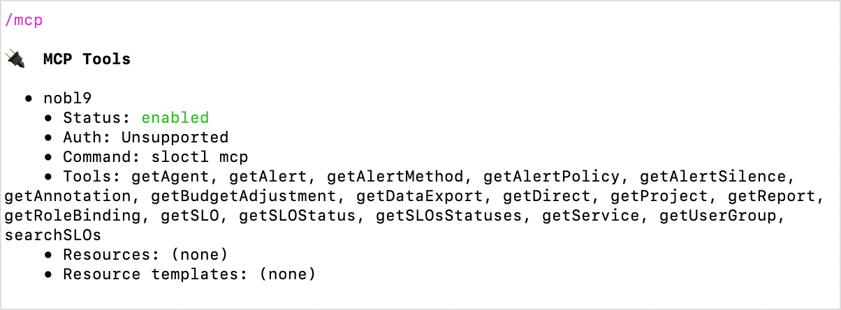 Nobl9 MCP server connected