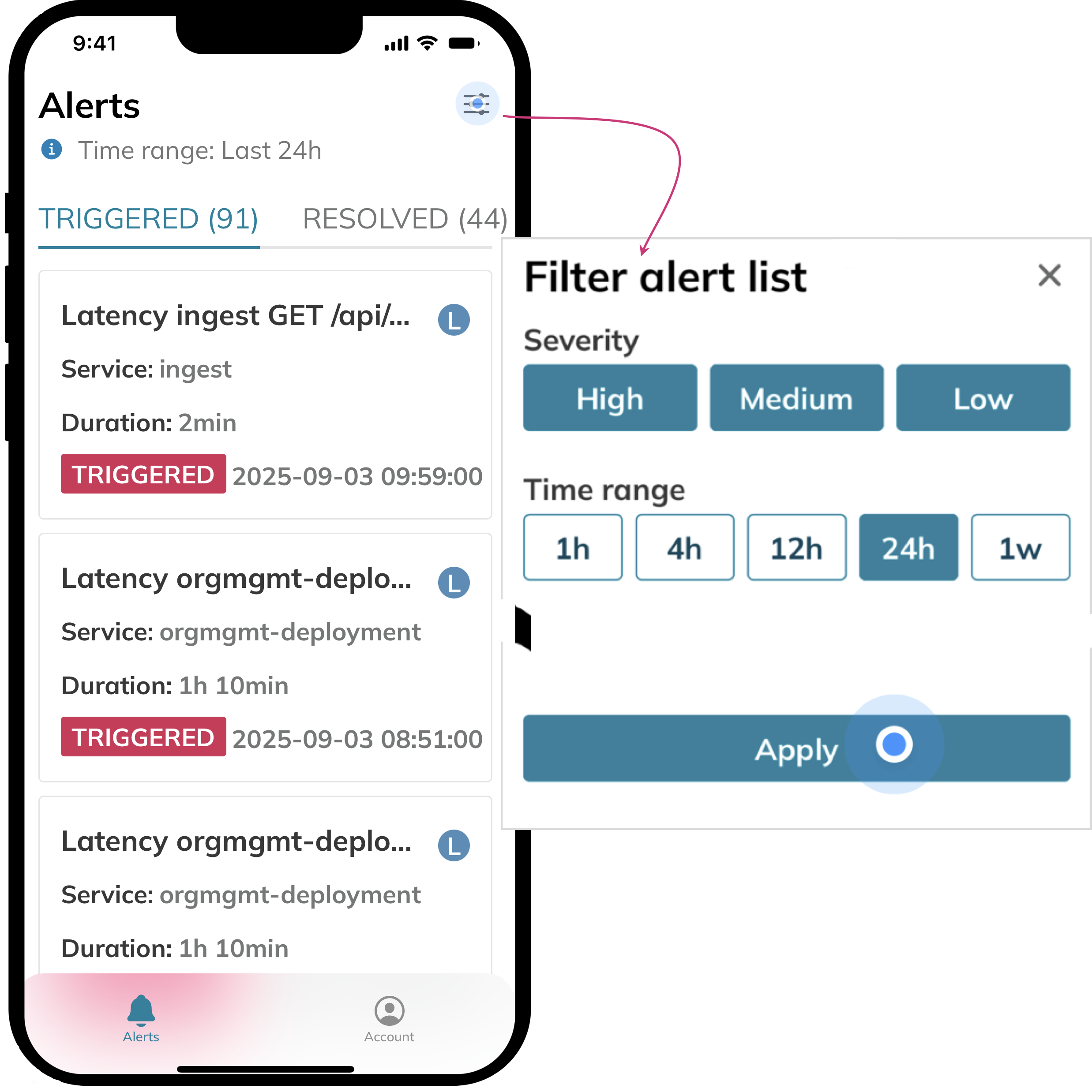 filter alerts