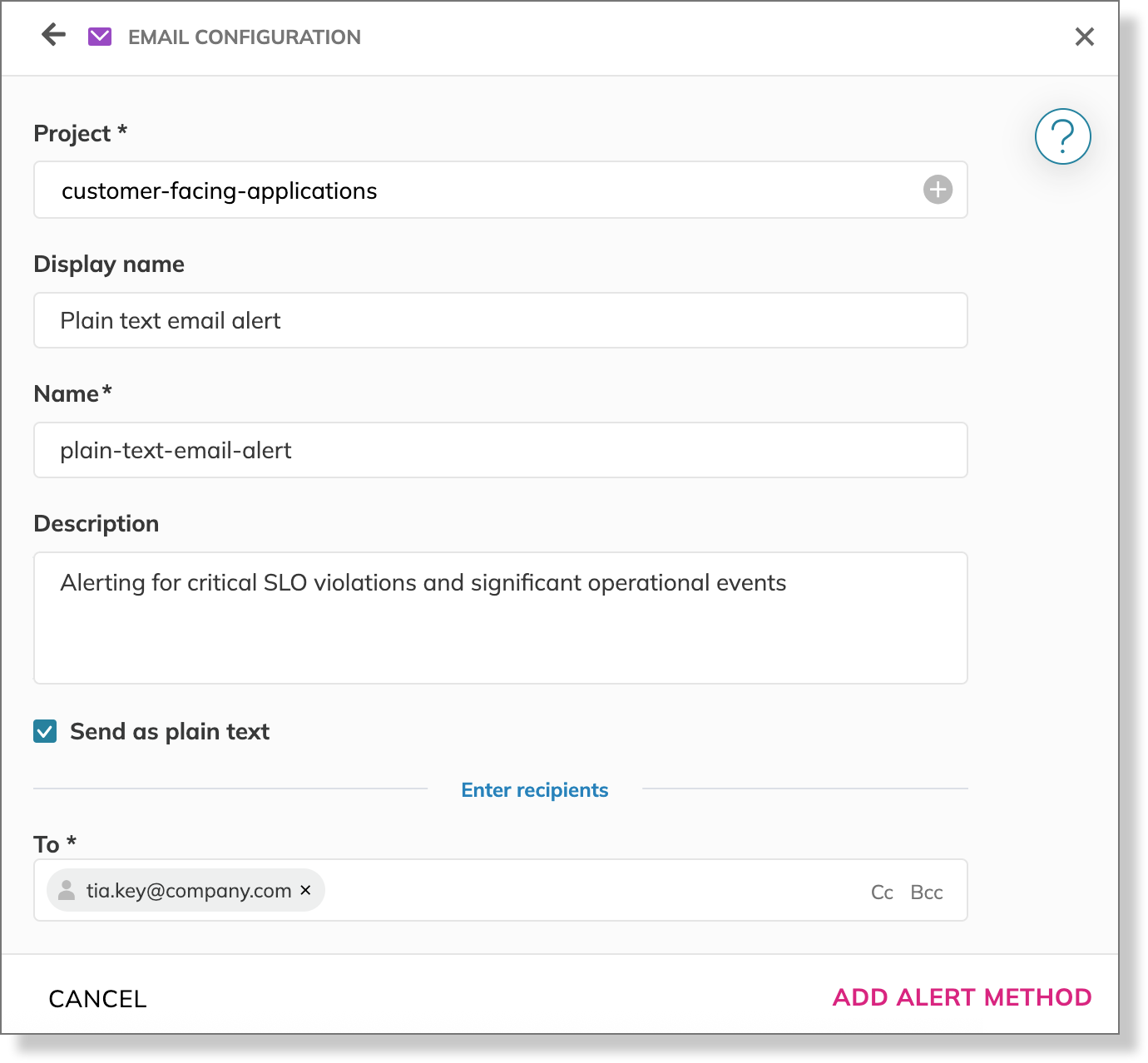 add email alert method