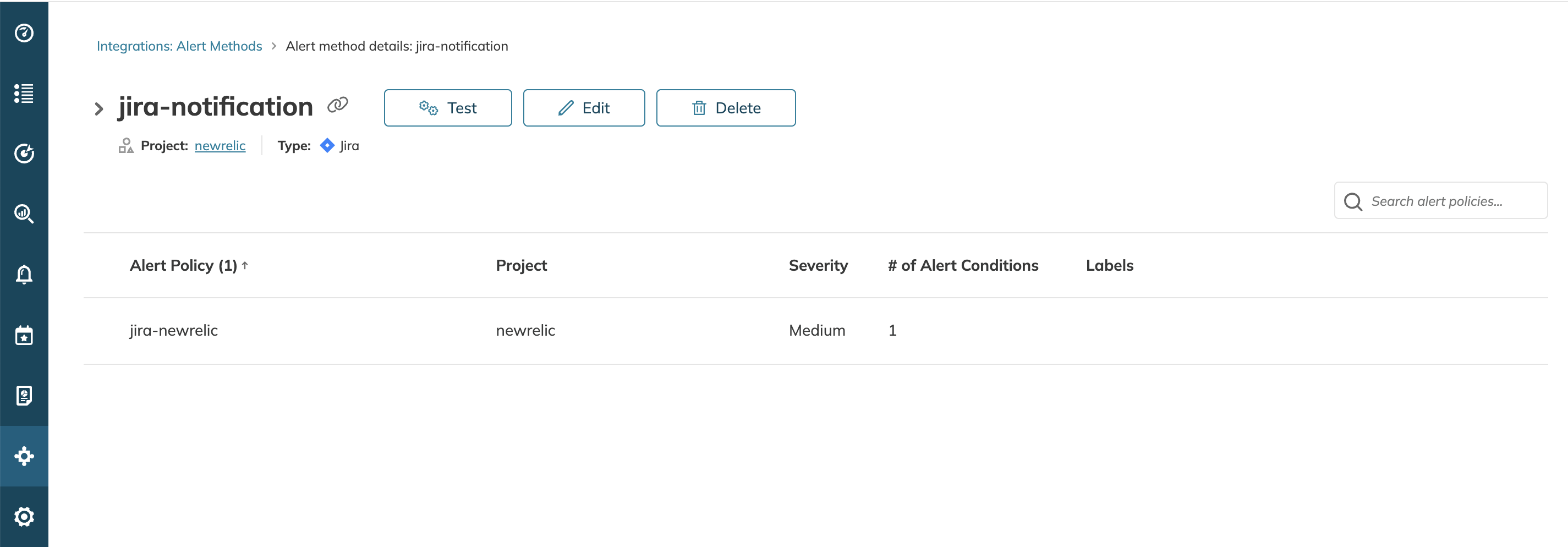 Alert method details view