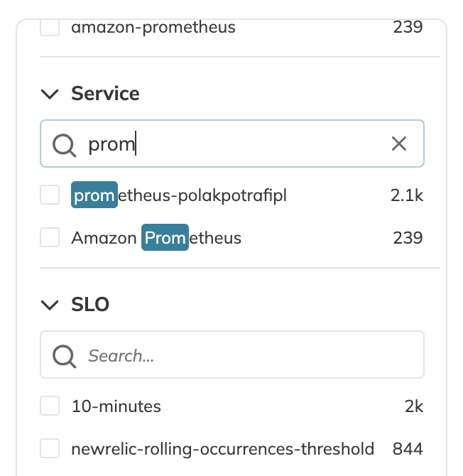 Search in filter