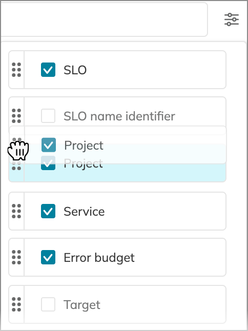 Drag and drop columns