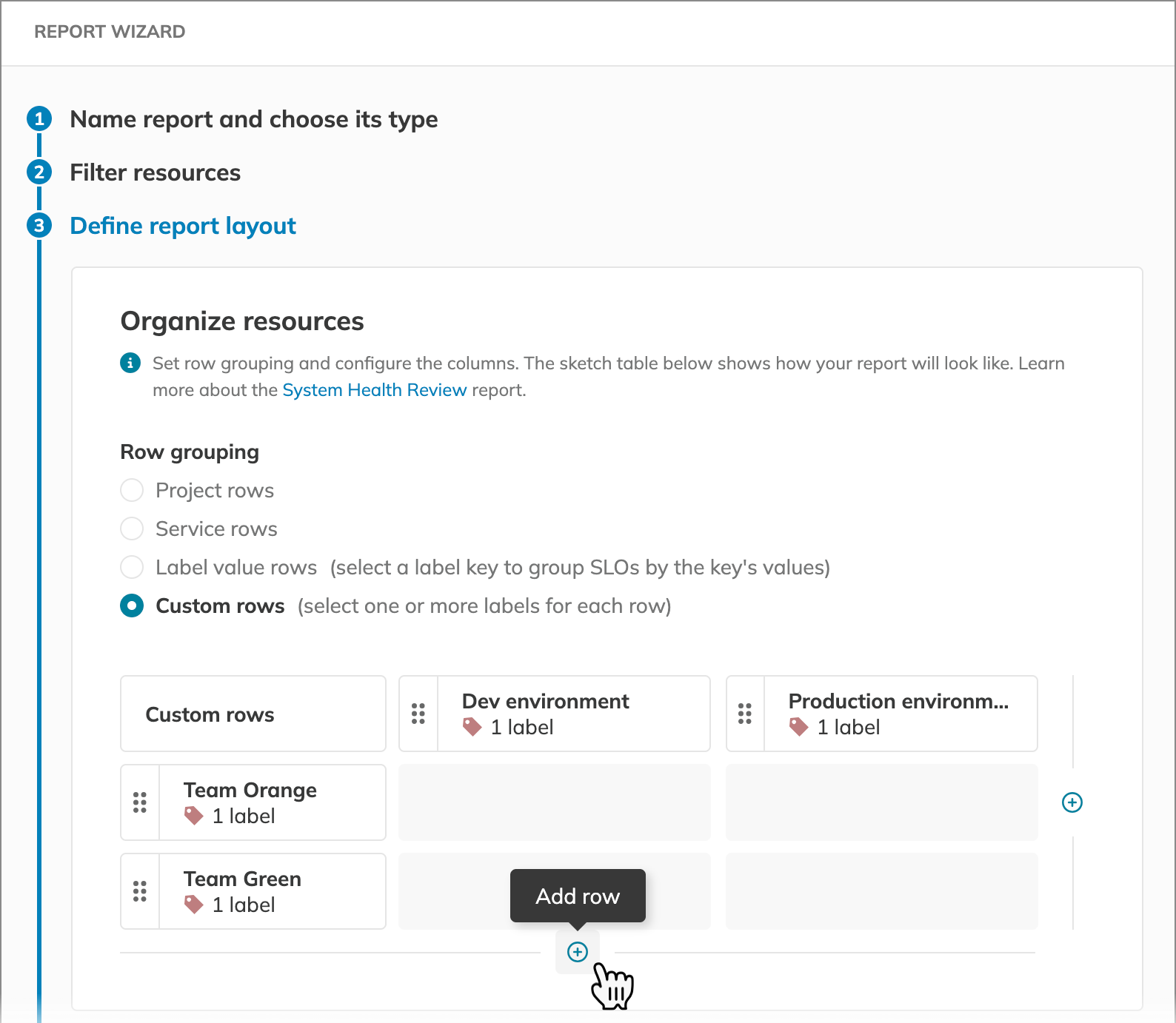 SHR with custom rows