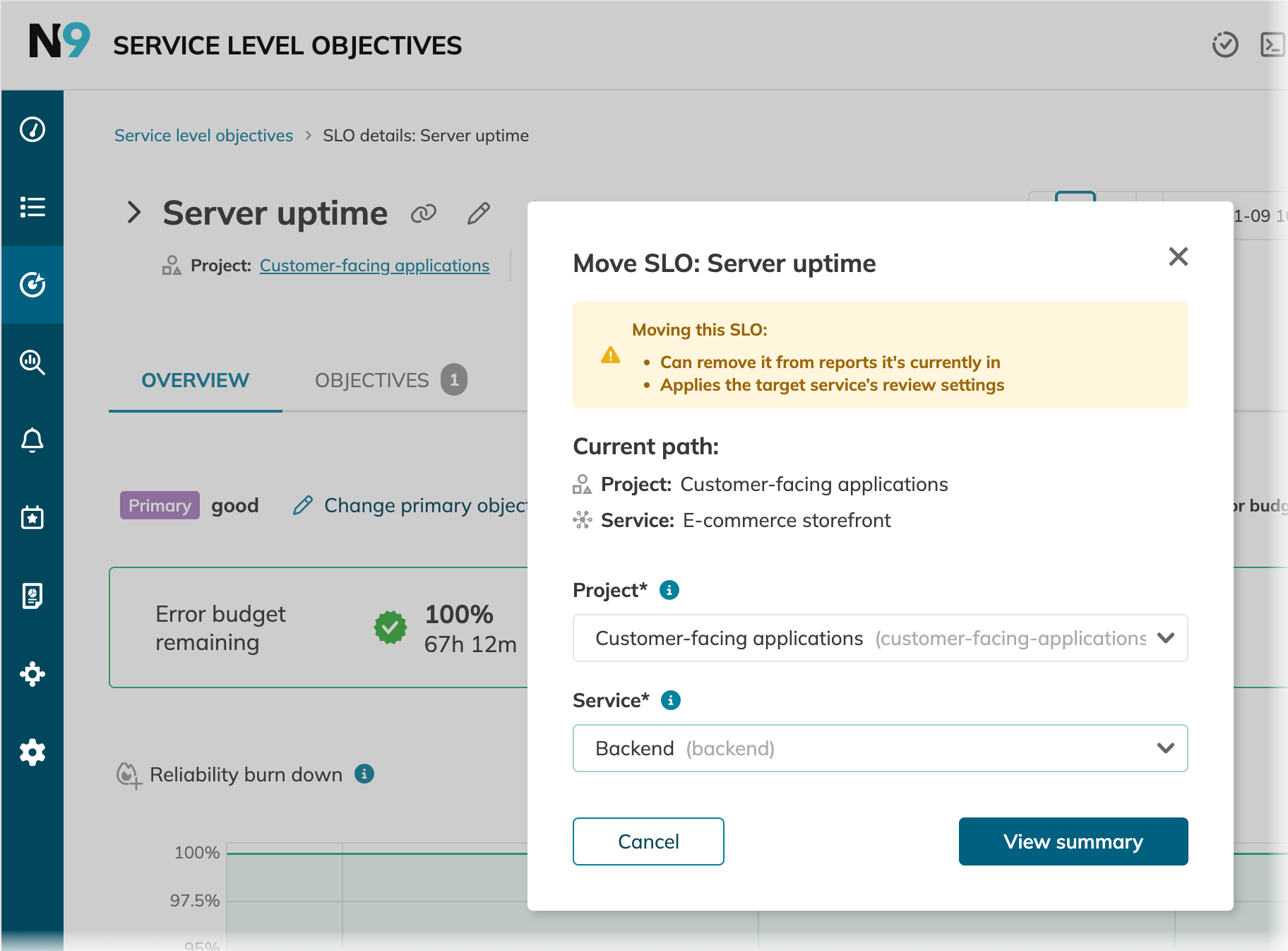 Moving an SLO to another service