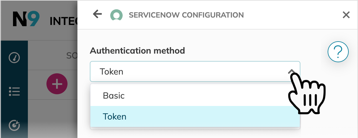 Authentication methods available for the ServiceNow alert method