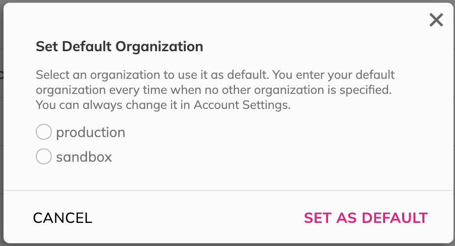 default org modal