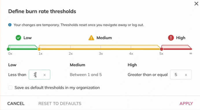 Define thresholds