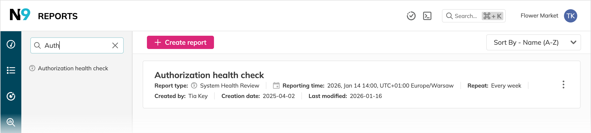 Searching reports by keyword