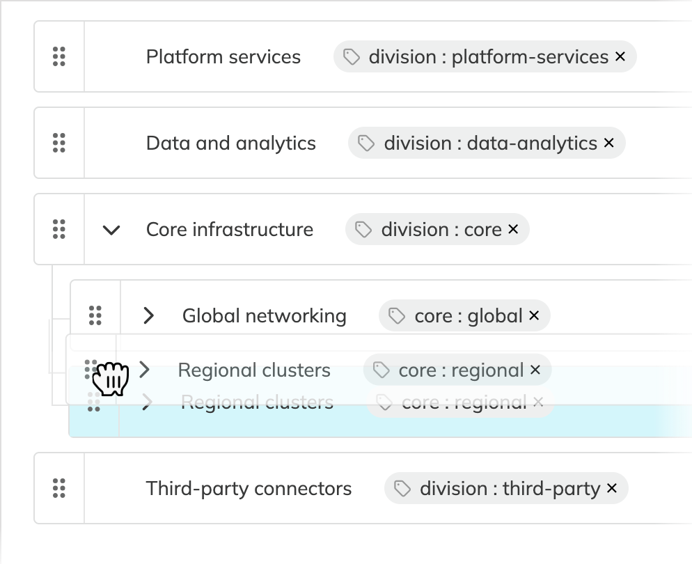 Reordering the Regional clusters component