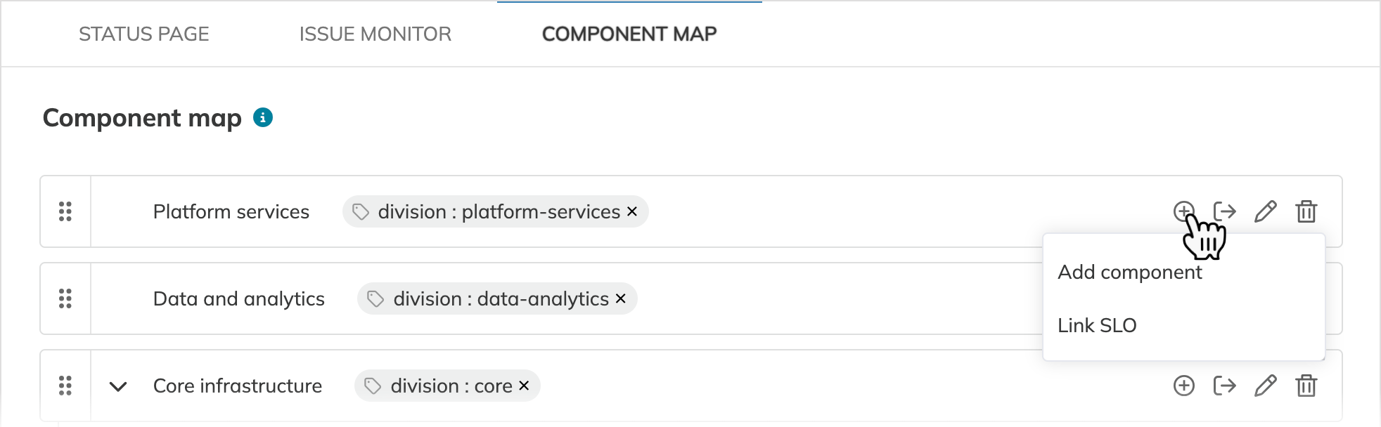 Adding a component or SLO