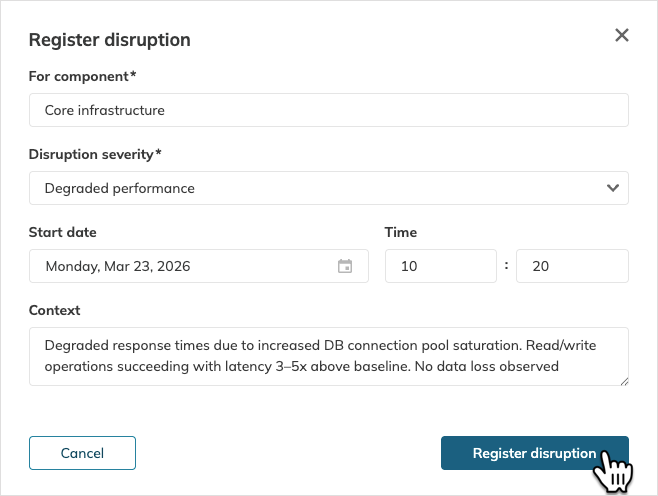 Disruption registration form